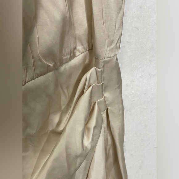 Abercrombie & Fitch Satin Draped High Neck Champagne Mini Dress Size Large Tall - Picture 6 of 7